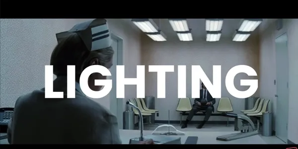 A tense waiting room scene with a focus on lighting.
