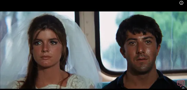 A bride and a man sitting quietly side-by-side on a bus