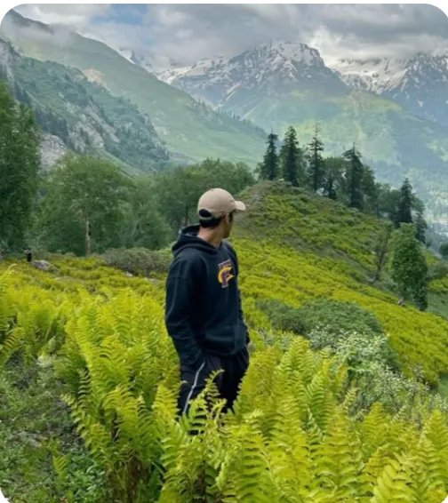 A person enjoying a scenic mountain view.