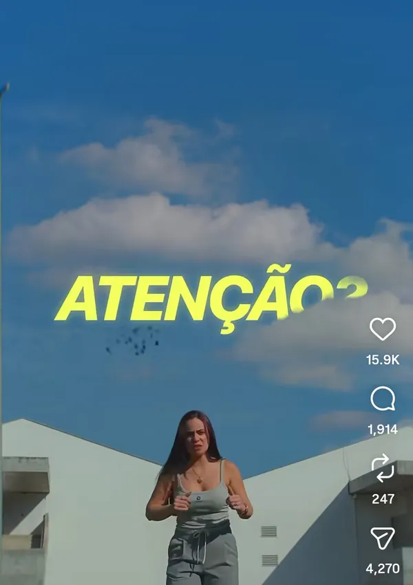 Person outdoors with 'ATENÇÃO' text overlay.