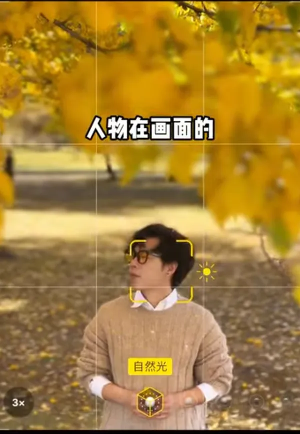 Person stands amidst vibrant autumn leaves.